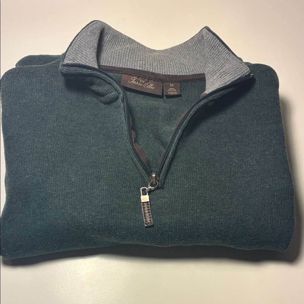 Tasso Elba Men's Green Zip-Up Sweater